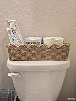 Vista 8 de CubesLand Cesta de almacenamiento de papel higiénico con borde festoneado de cuerda de papel, pequeña sala de estar, decoración de dormitorio