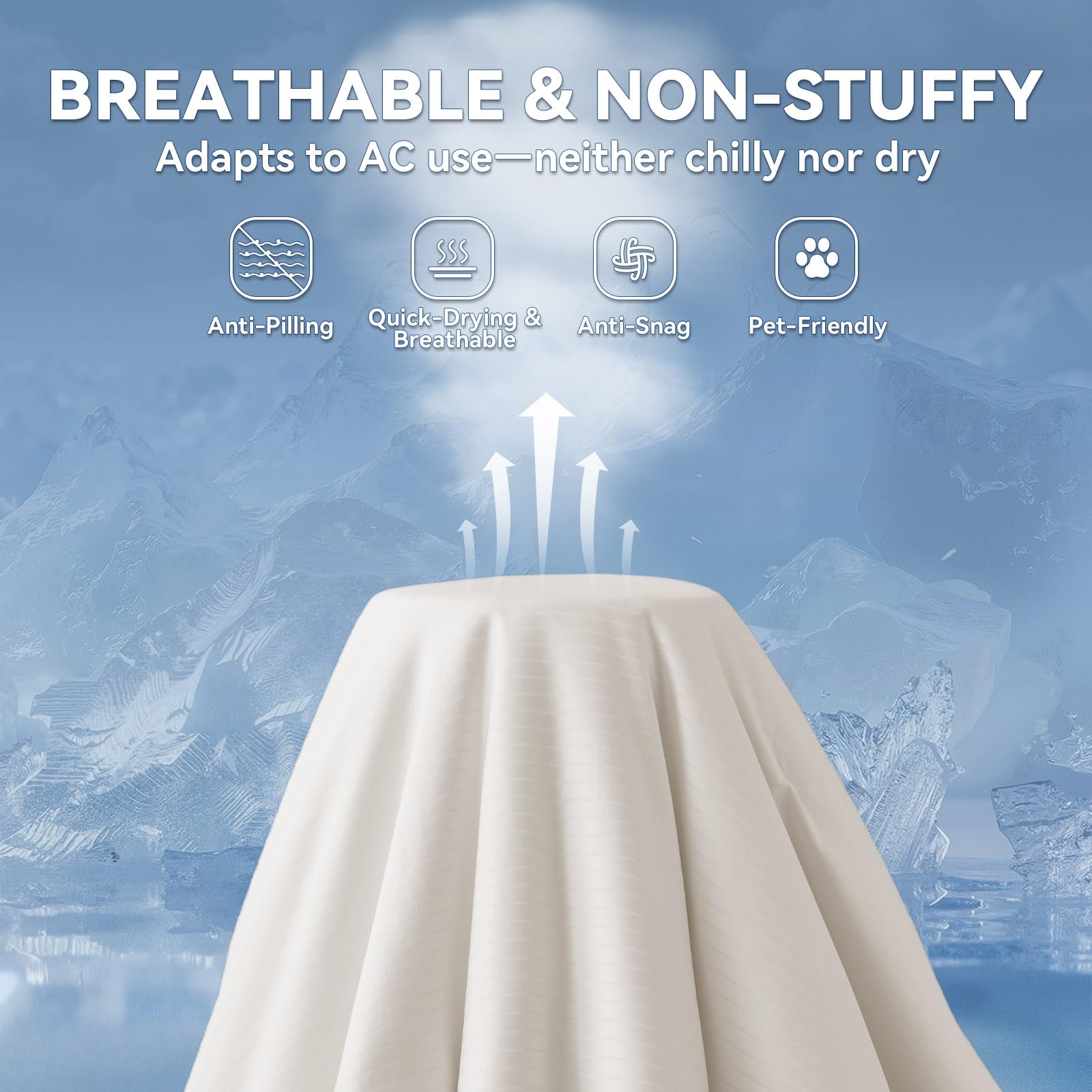 Qucover Trapunta Estiva Letto Matrimoniale 200 x 230 cm, Arc-Chill 3.0 Q-Max>0.5 Trapunta Microfibra Leggera Reversibile, Coperta Rinfrescante Fresco Morbido Traspirante, Grigio Beige