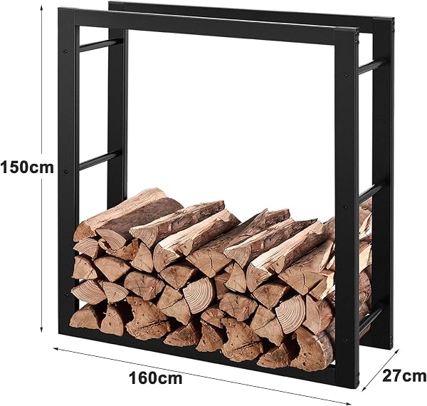 RANSENERS Kaminholzregal 160x27x150cm (mehr Größen), Robustes & Rostfreies Brennholzregal für Innen und Außen - 2