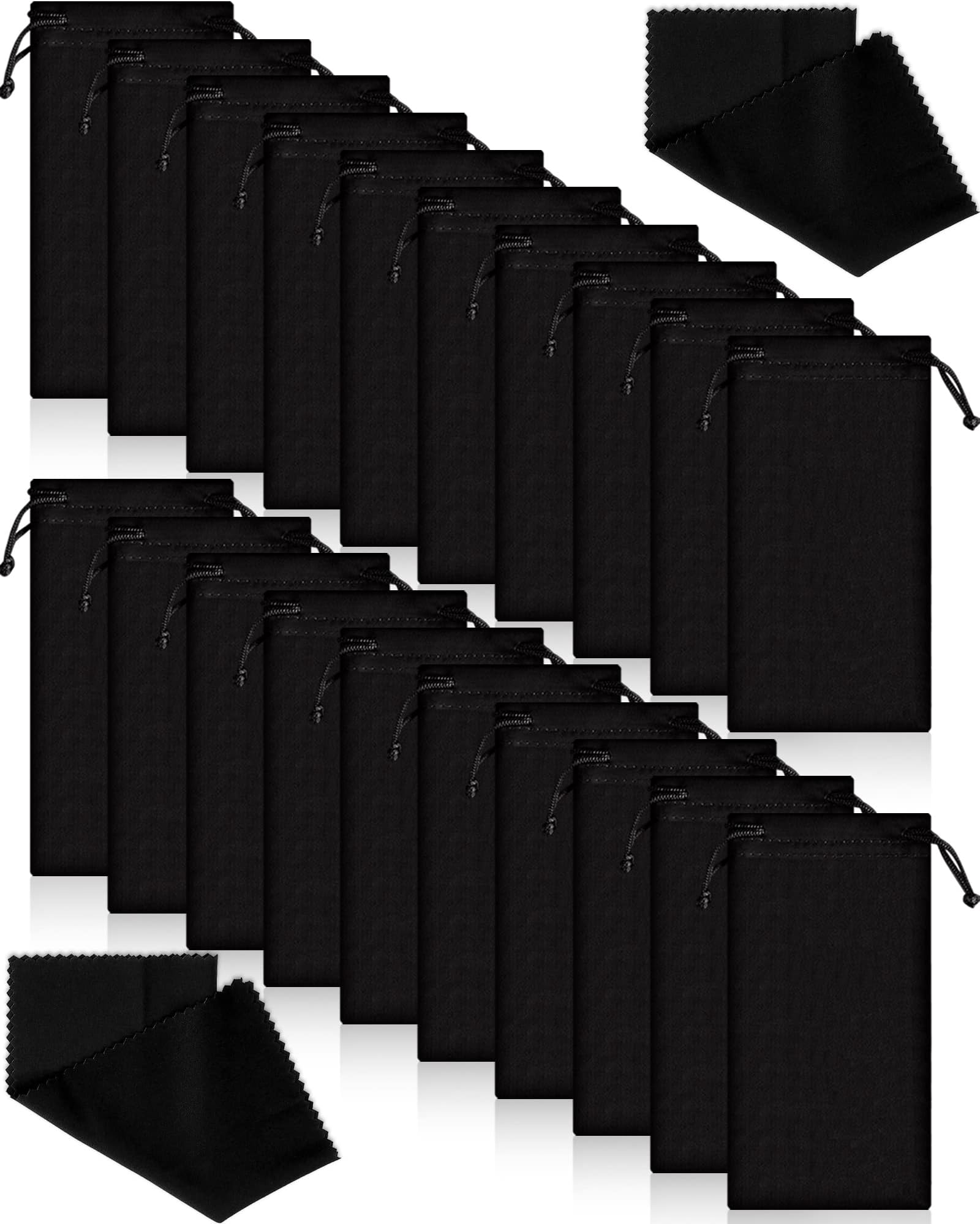 Flutesan 40 Pack Microfiber Case Pouch Bag Glasses Sunglasses Case with 2 Pieces Cleaning Cloth
