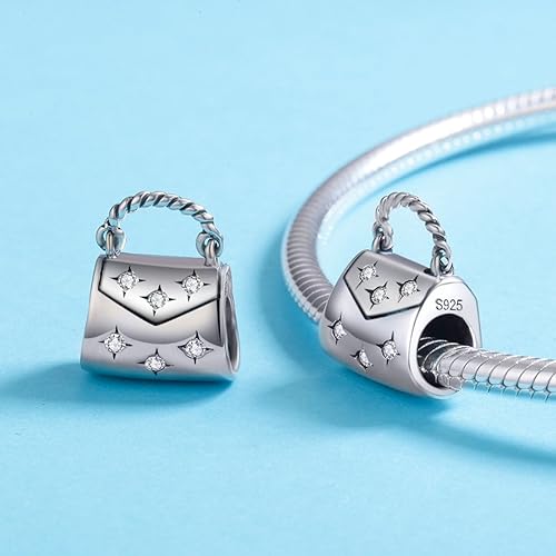 Miniatura 4 de Encanto para bolso brillante con cuentas de plata de ley 925 para pulsera y collar Pandora
