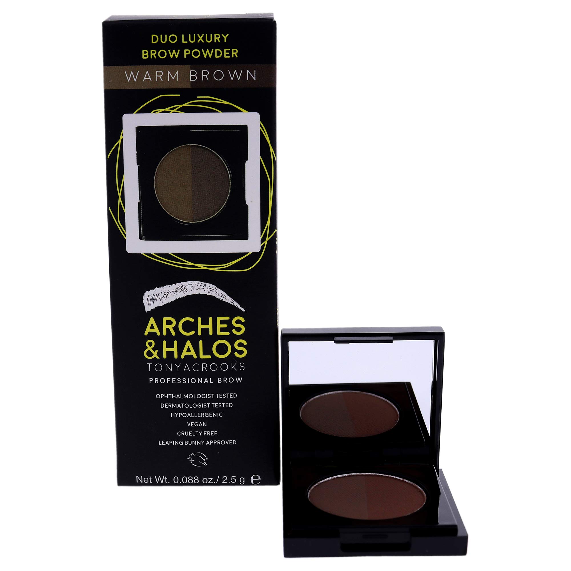 Duo Luxury Brow Powder - Eyebrow Shaping For Full Thick Arches - Natural Finish Mimics Professional Shaping - Create Perfect Shape - Warm Brown - 2.5 g
