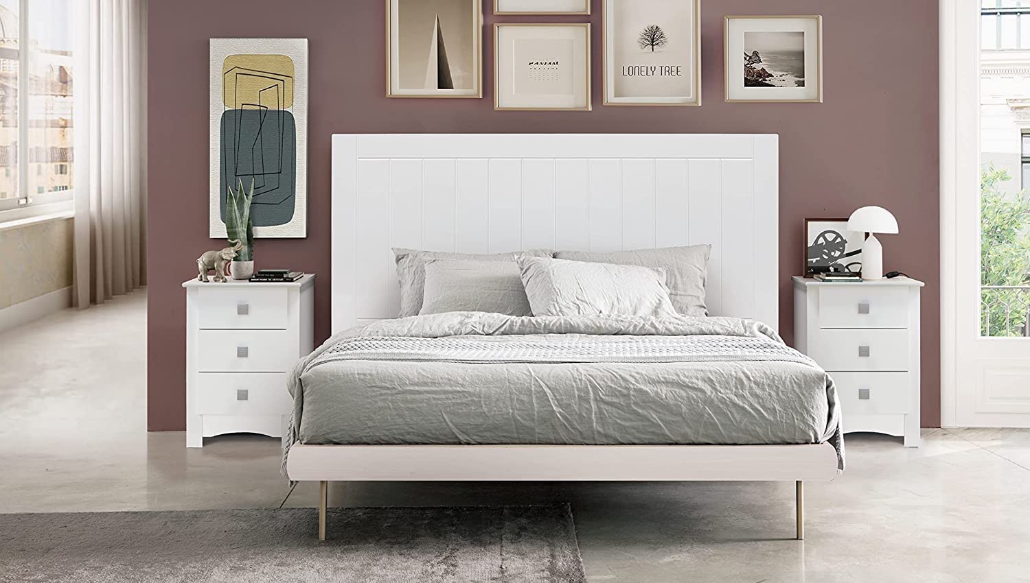 Genérico Cabecero Colgante de Matrimonio para Cama 135-150 Lacado Blanco (Doble)
