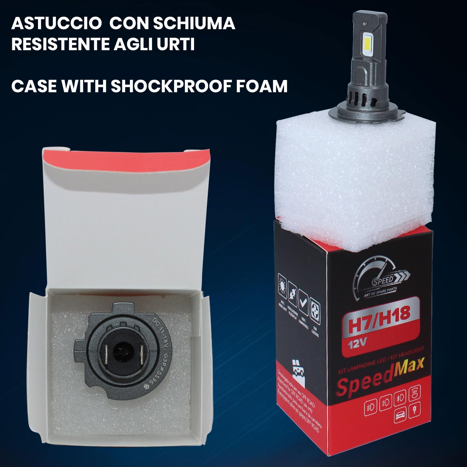 SpeedMax Lampadine Led con ventola per auto e moto H7 H18 6500K Plug & Play per Fari a Parabola +300% OFF ROAD
