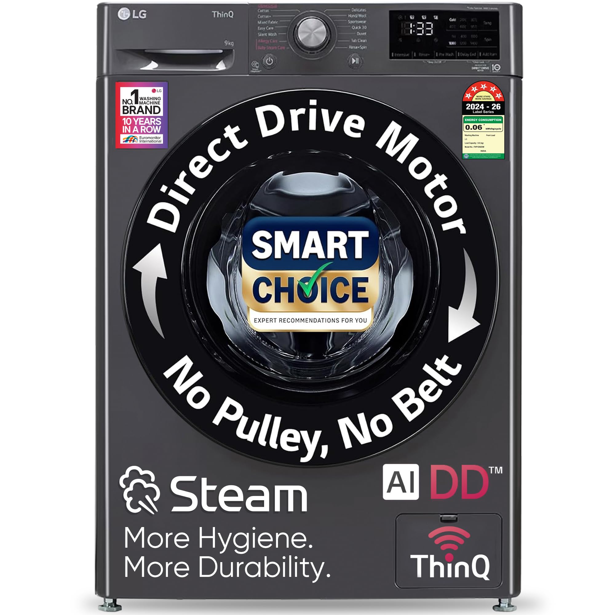 LG 9 Kg, 5 Star, AI Direct Drive Technology, Steam, 6 Motion DD & Wi-Fi Fully-Automatic Front Load Washing Machine (FHP1209Z5M, Intelligent & Convenient Fabric Care, Allergy Care, Middle Black)-picture-27