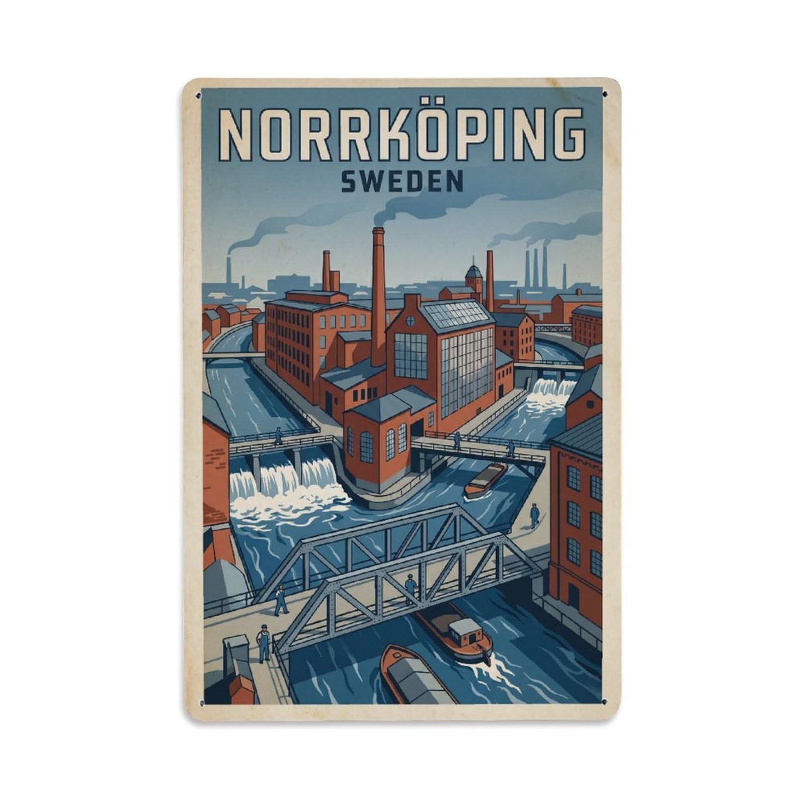 Metal Tin Sign Sweden Norrkoping Travel Retro
