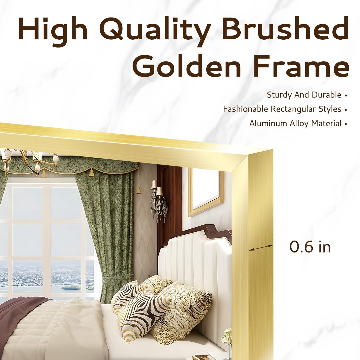PUZONJIG 55x15'' Rectangle Full Length Mirror Wall Mounted, Long Gold Standing Floor Mirror, Full Body Tempered Glass Mirror with Aluminum Frame for Bedroom, Living Room, Bathroom, Entryway Decor