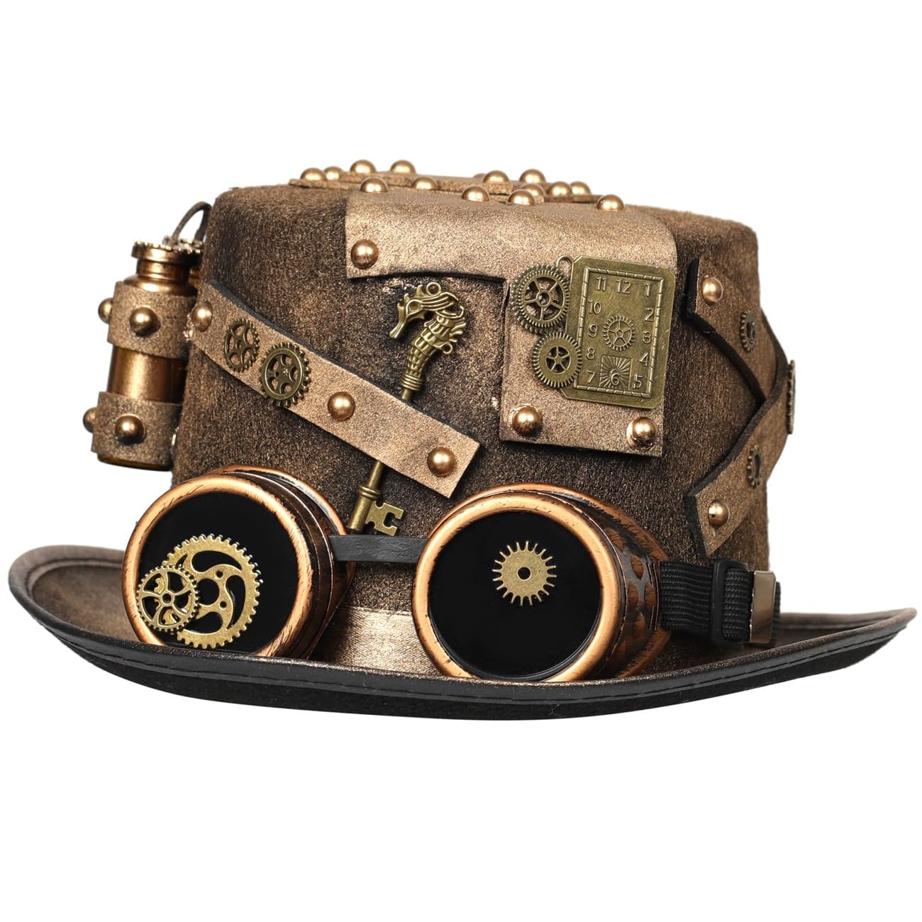 SSDH Unisex Gothic Steampunk Top Hats with Goggle Gear Halloween Hat Headwear (Style-1, 60-61CM)
