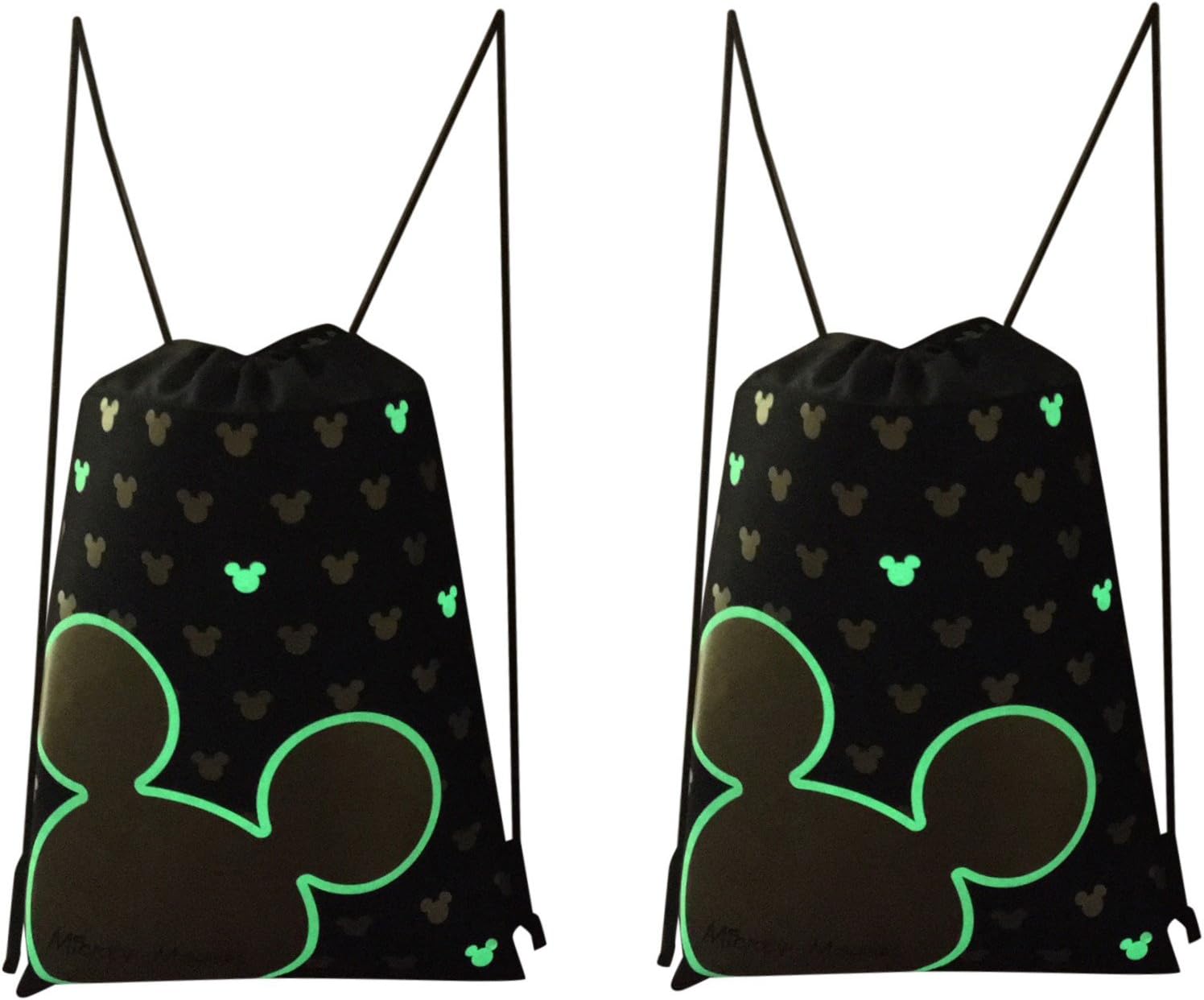 Disney Mickey Mouse Glow in the Dark Drawstring Backpack Pack of 4 (Varied)