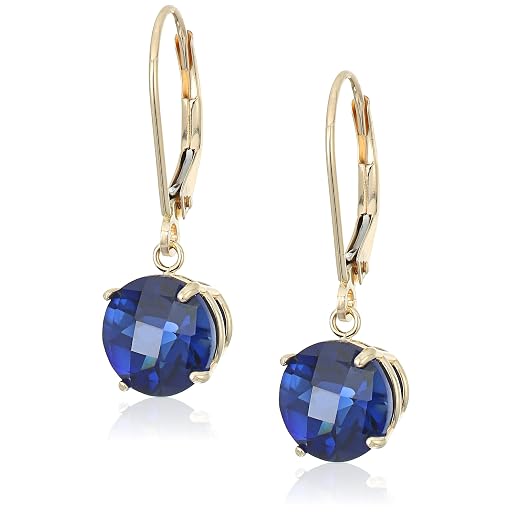 MockWares Collection Created Sapphire Leverback Earrings in Gold