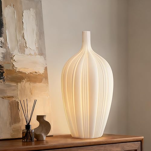 Miniatura 10 de RONDURE Lámpara de mesa moderna de cerámica de 11.6 pulgadas, lámparas de noche modernas para dormitorio, sala de estar y mesita de noche, pantalla