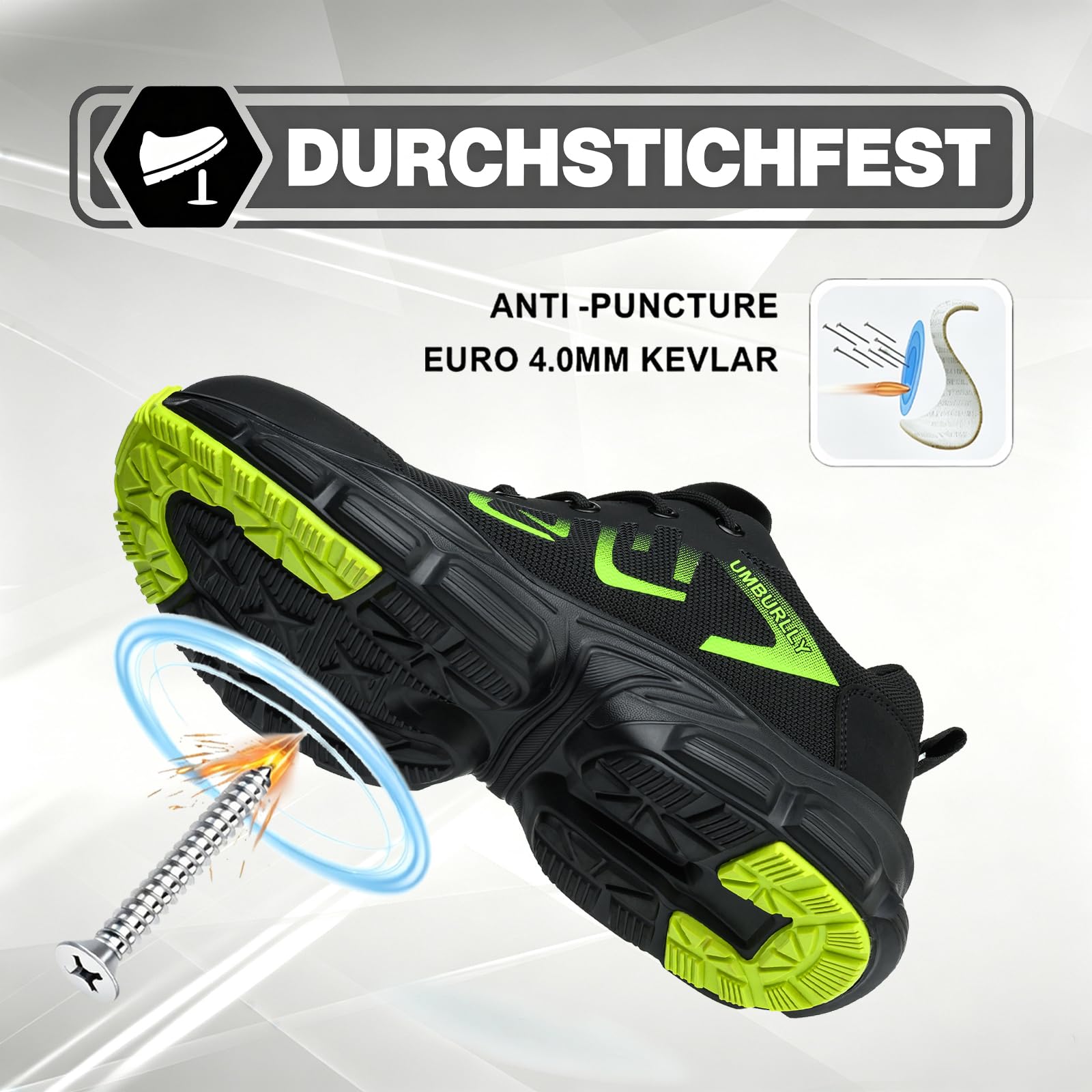 Sicherheitsschuhe Herren Damen Arbeitsschuhe Leicht Stahlkappenschuhe Sneaker Atmungsaktiv Schutzschuhe