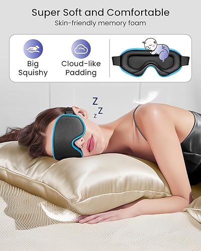 Miniatura 5 de WAOAW Máscara de dormir para hombres y mujeres: máscaras opacas para dormir - Máscara de ojos 3D transpirable suave y cómoda para viajes - Máscaras