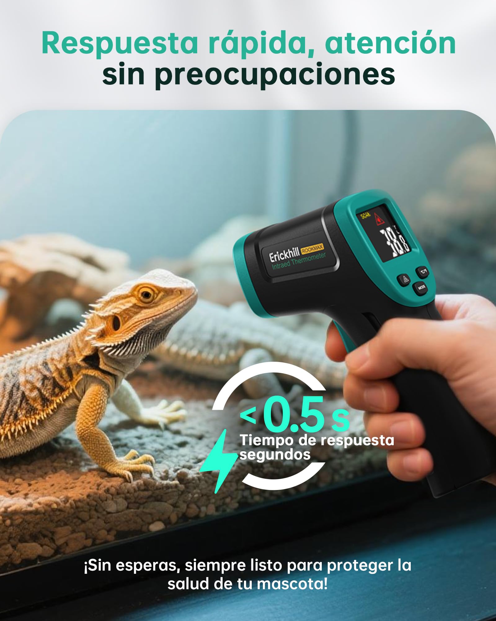 Termómetro infrarrojo ERICKHILL -50°C a 800°C láser digital sin contacto pantalla LCD emisividad ajustable