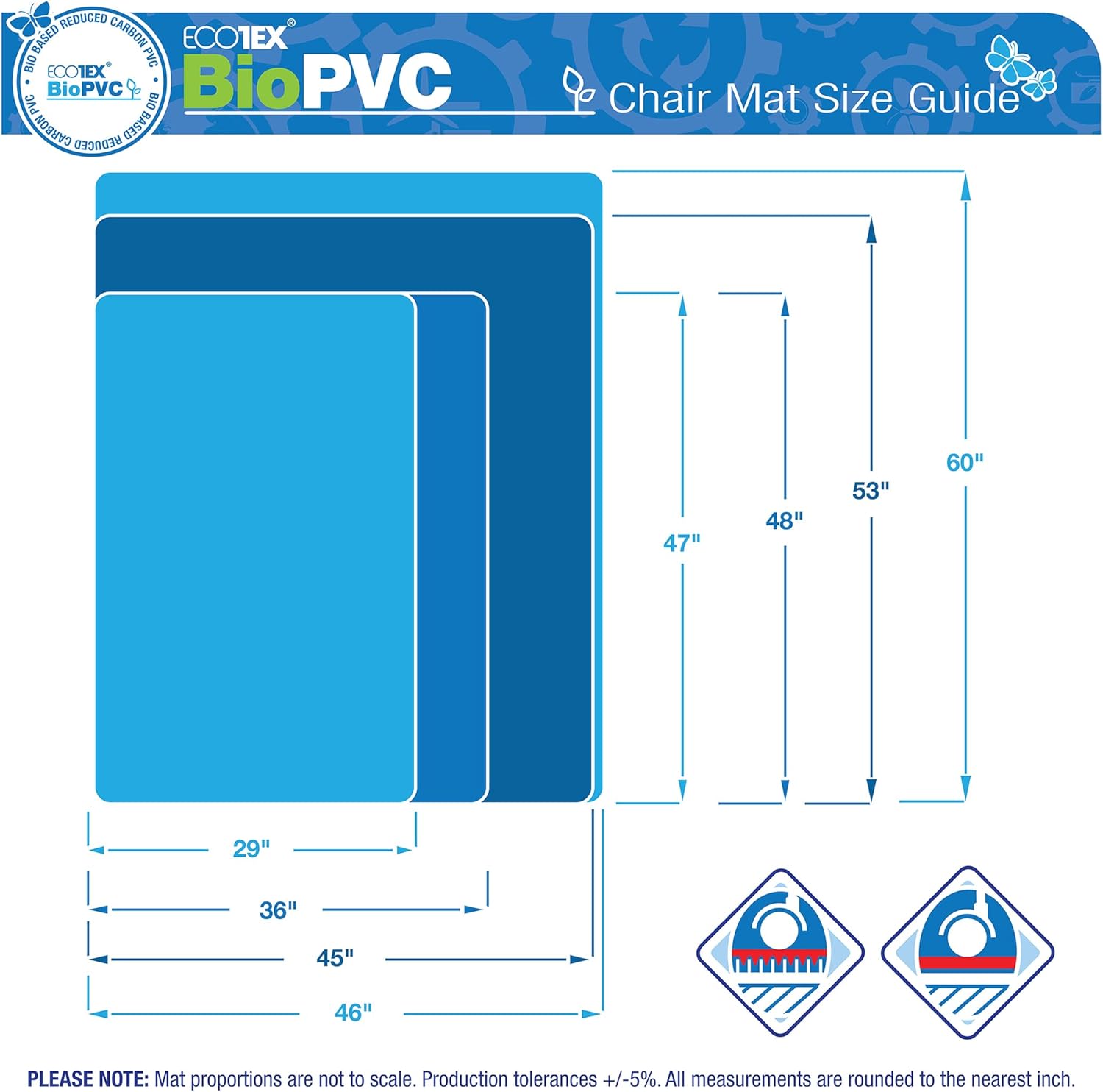 Floortex Ecotex Carpet Chair Mat, 36" x 48", Designed for Low-Pile Carpet, Clear Marvec BioPVC (NRCMFLFG0002)