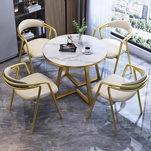 Miniatura 12 de YVYKFZD Mesa de club para sala de recepción de oficina, mesa de conferencias redonda simple para 4, mesa de café, juego de mesa de comedor de Gris