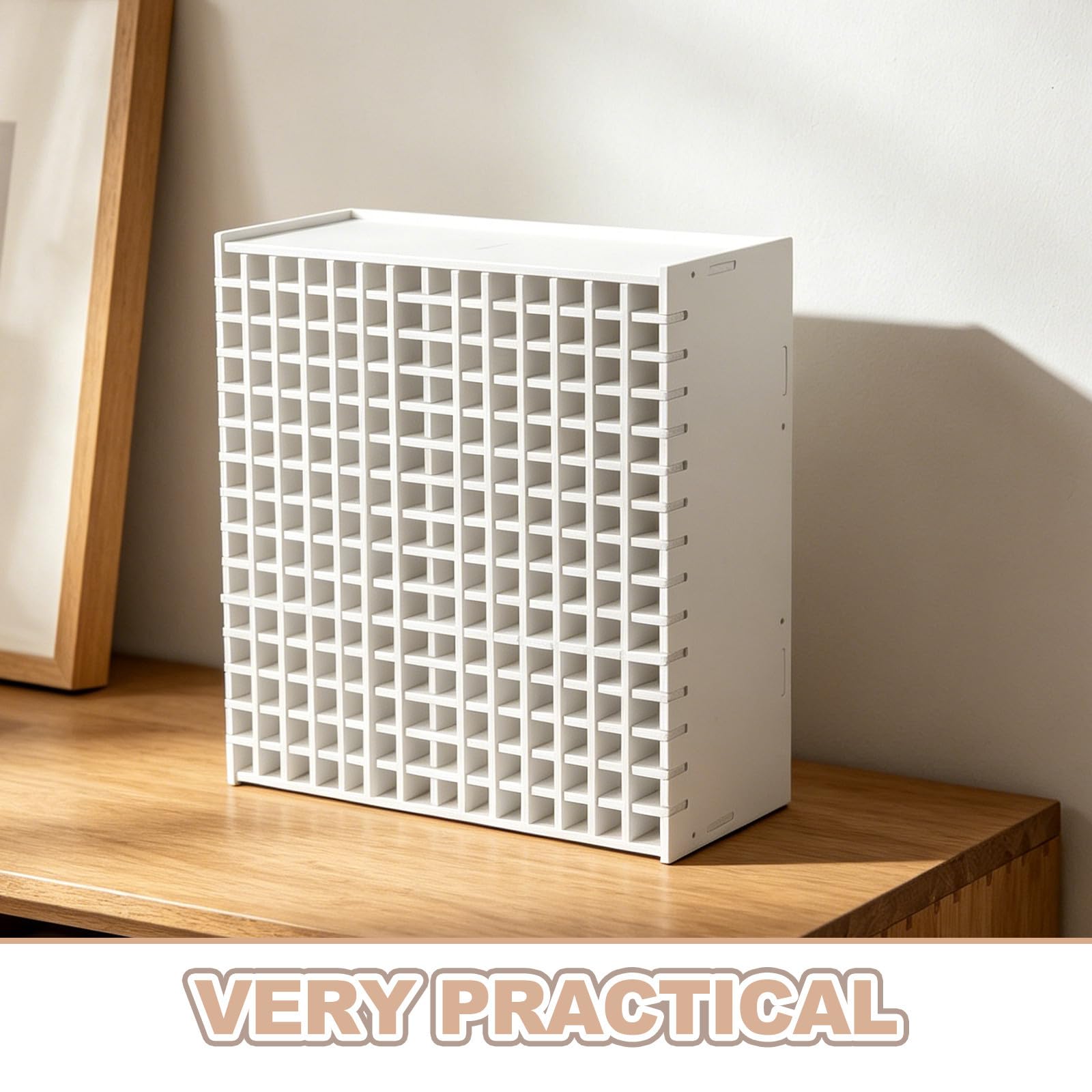 Porta Pennarelli in Legno Bianco, Design Multifunzionale Sezioni Inclinate e Scomparti Multipli, Leggero per Casa e Scuola