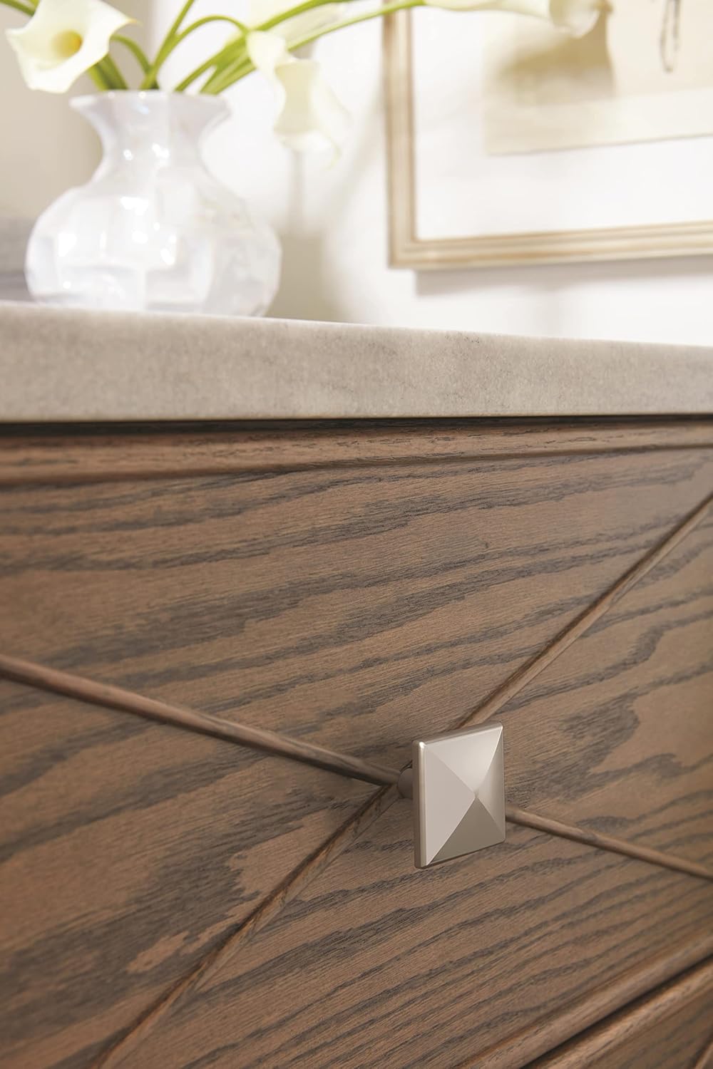 Polished Chrome Square Cabinet Knob with Mounting Hardware