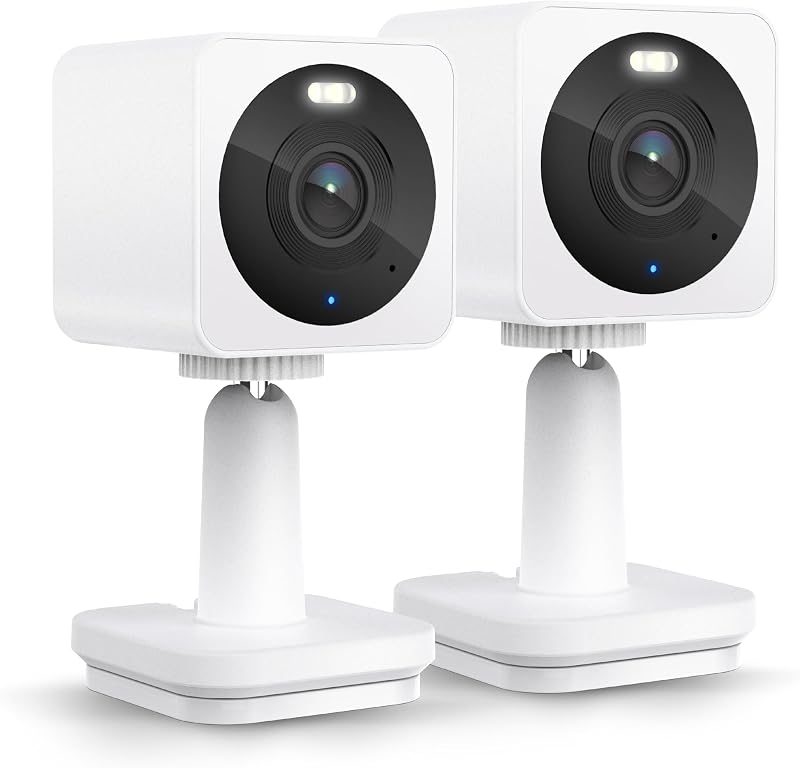 Cam OG Paquete de 2 cámaras de seguridad para interiores y exteriores con visión nocturna en color