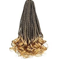 Vista 61 de Cabello de ganchillo con rizos franceses, trenzas de cabello de ganchillo con puntas rizadas, 14 pulgadas, preenlazadas, trenzas de caja tipo diosa