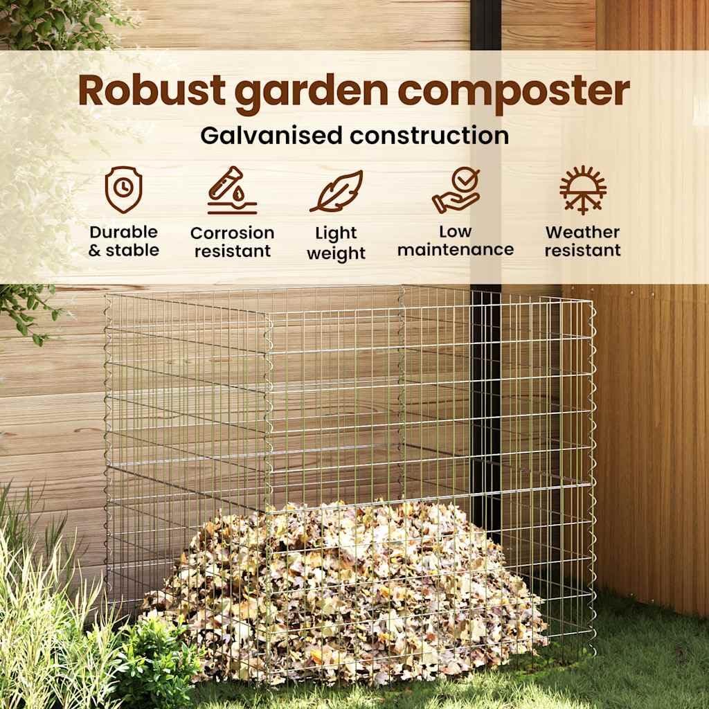 vidaXL Quadratischer Komposter 100 x 100 x 50 cm Eisen, Gartenkomposter, effizient, platzsparend, urban, für organische Abfälle
