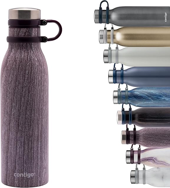 Contigo Matterhorn Water bottle with Thermalock insulation, BPA-free stainless steel bottle with screw cap, leak-proof drinking bottle, keeps beverages up to 24h cold / up to 10h hot, 590 ml