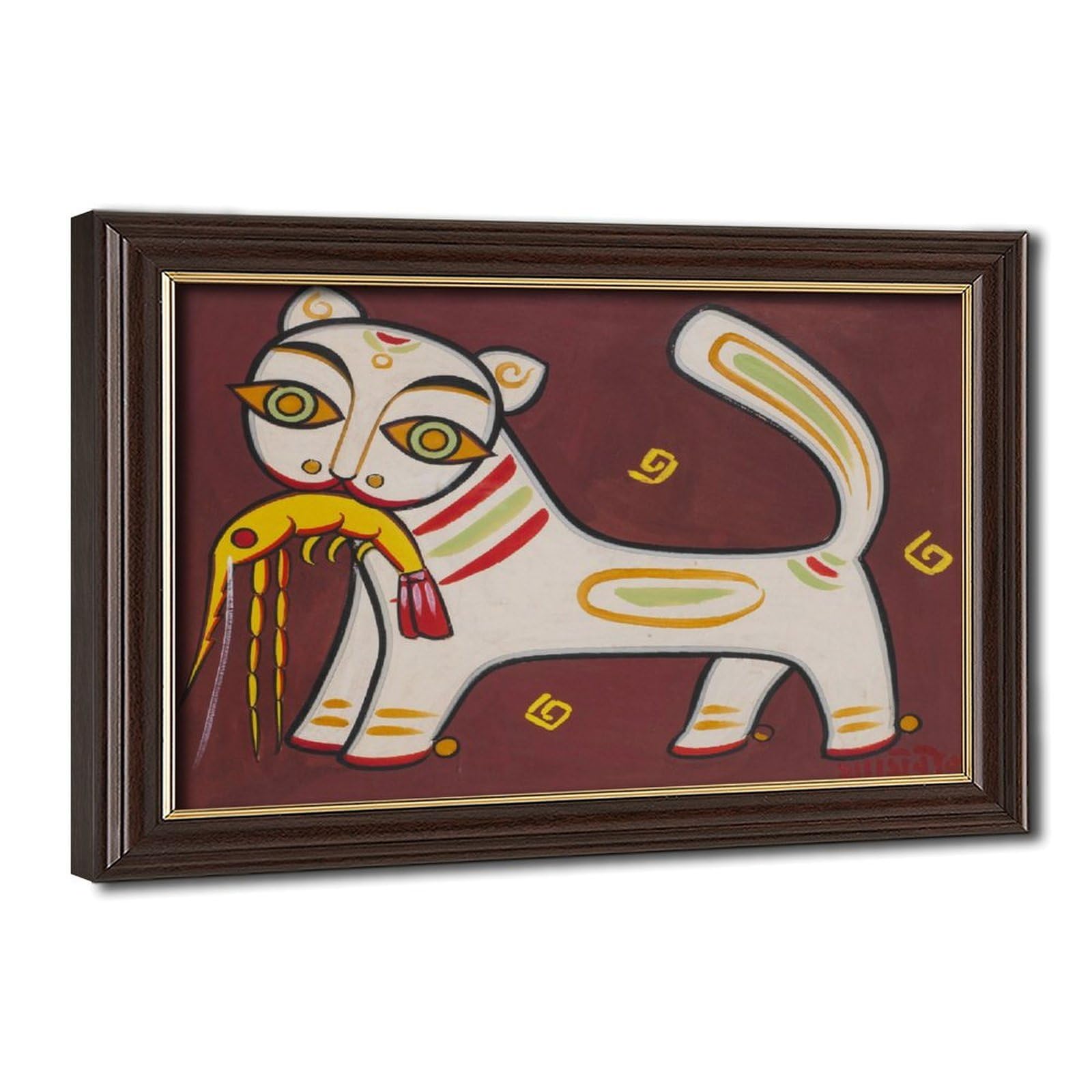 Impression sur toile Jamini Roy chat de qualité premium - 8