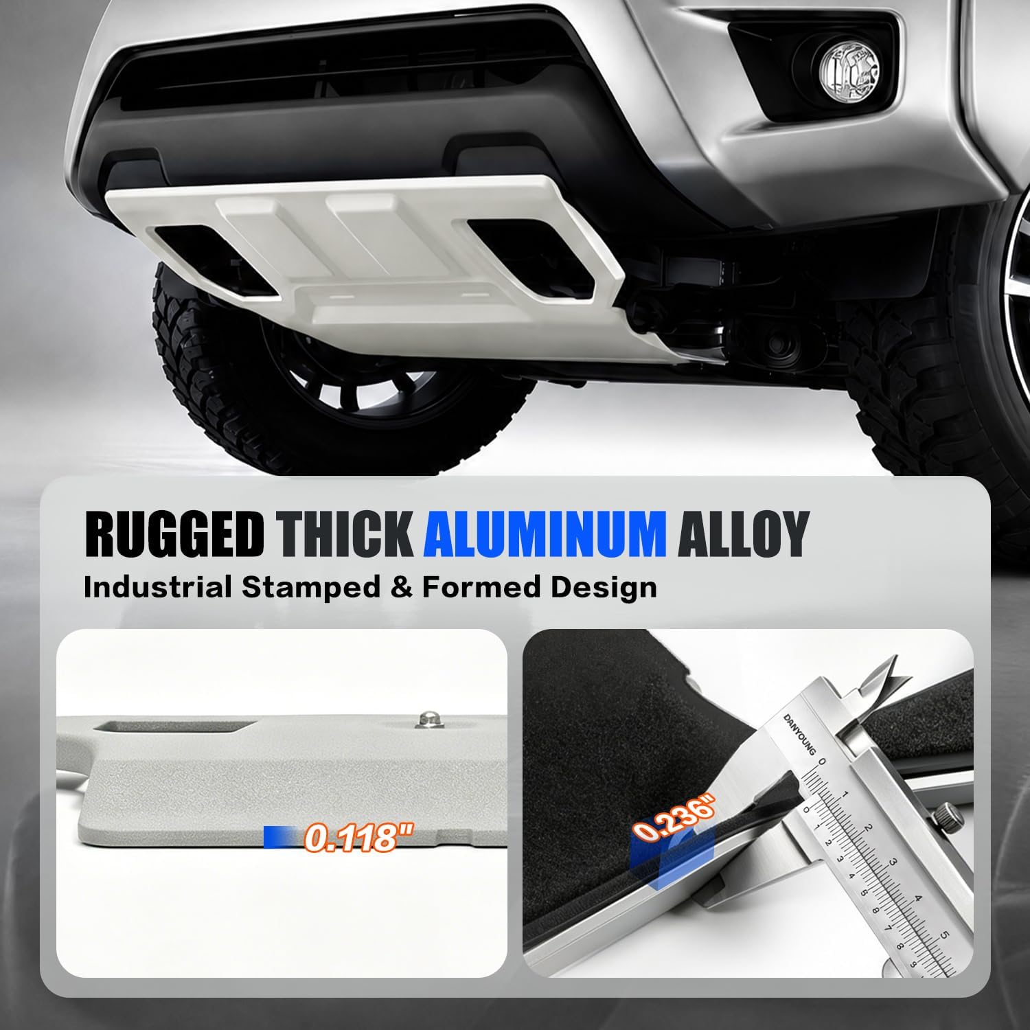 Front Skid Plate w/Sound Insulation Cotton Compatible with 2005-2015 Tacoma Base Pre Runner TRD Pro X-Runner Replacement for PT212-35075 Engine Under Cover Protector Aluminium 6mm