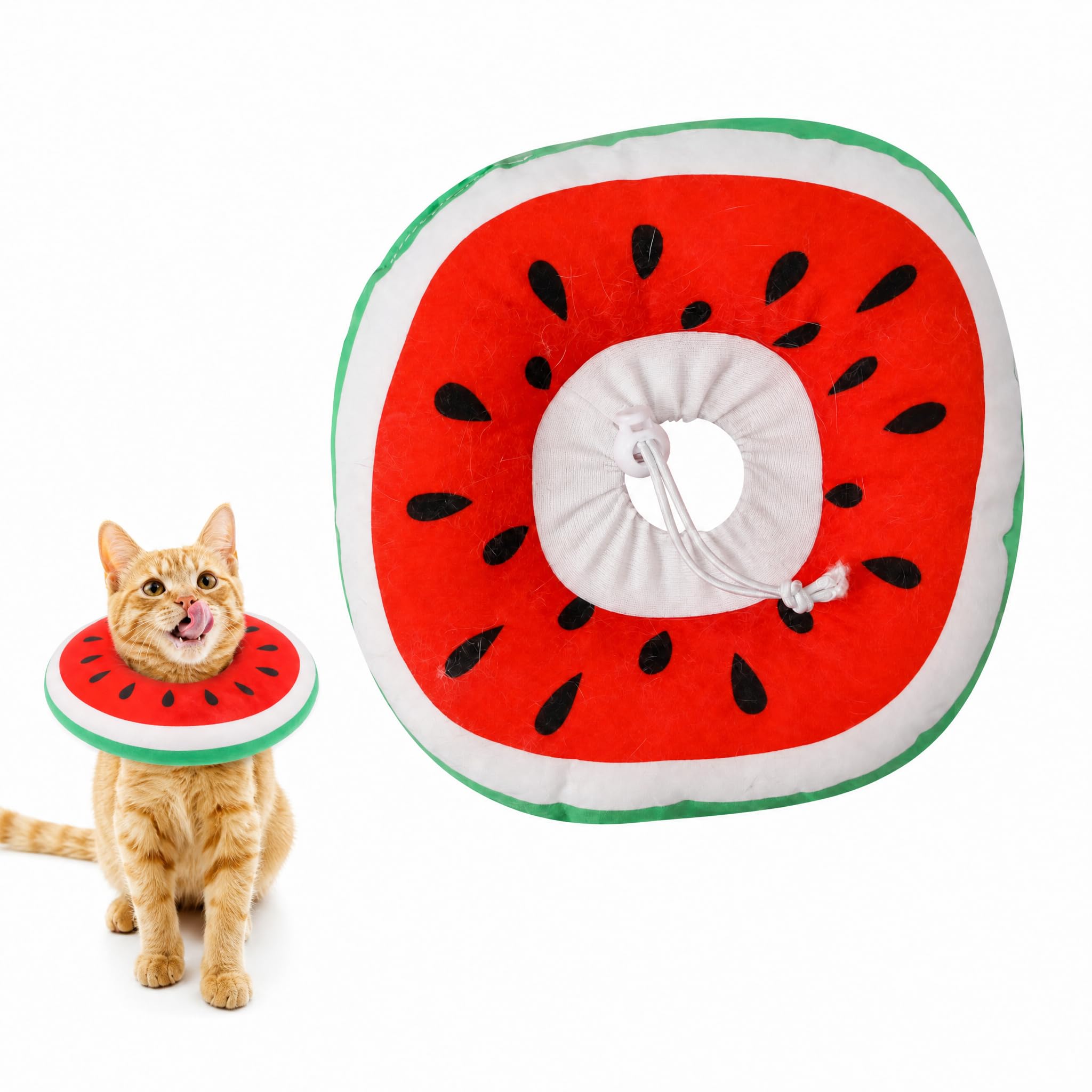 Watermelon Soft Pet Recovery Collar Adjustable Anti‑Lick Cone for Cats