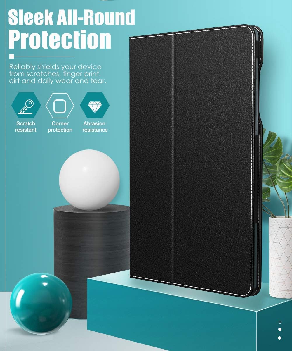 MoKo Case Compatible with Galaxy Tab S6 Lite 2020, Slim PU Tablet Shell Cover Stand Case with Auto-Wake S-Pen Holder Fit Samsung Galaxy Tab S6 Lite 10.4 2020 SM-P610/P615 ONLY - Black