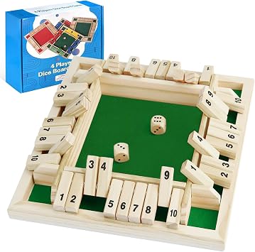 Shut the Box Game Classic 2-4 Players Shut the Box Dice Game Wooden Table Traditional Family Travel Board Game Educational Dice Games for Kids and Adults Fun Math Pub Game