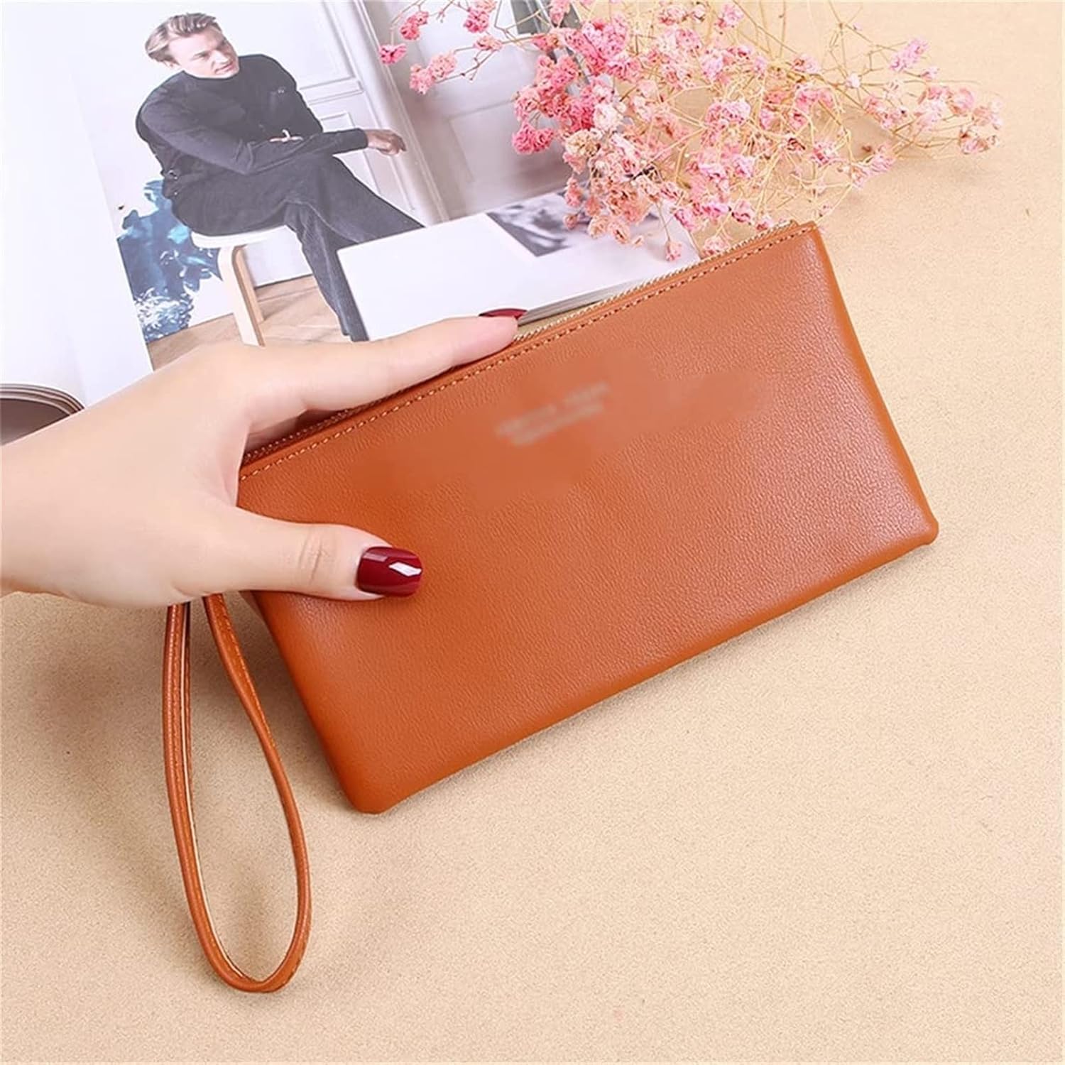 Zipper Ladies Long Wallet Coin Purse Wallet Fashion Clutch Bag Large Capacity Ladies Wallet (Color : A)