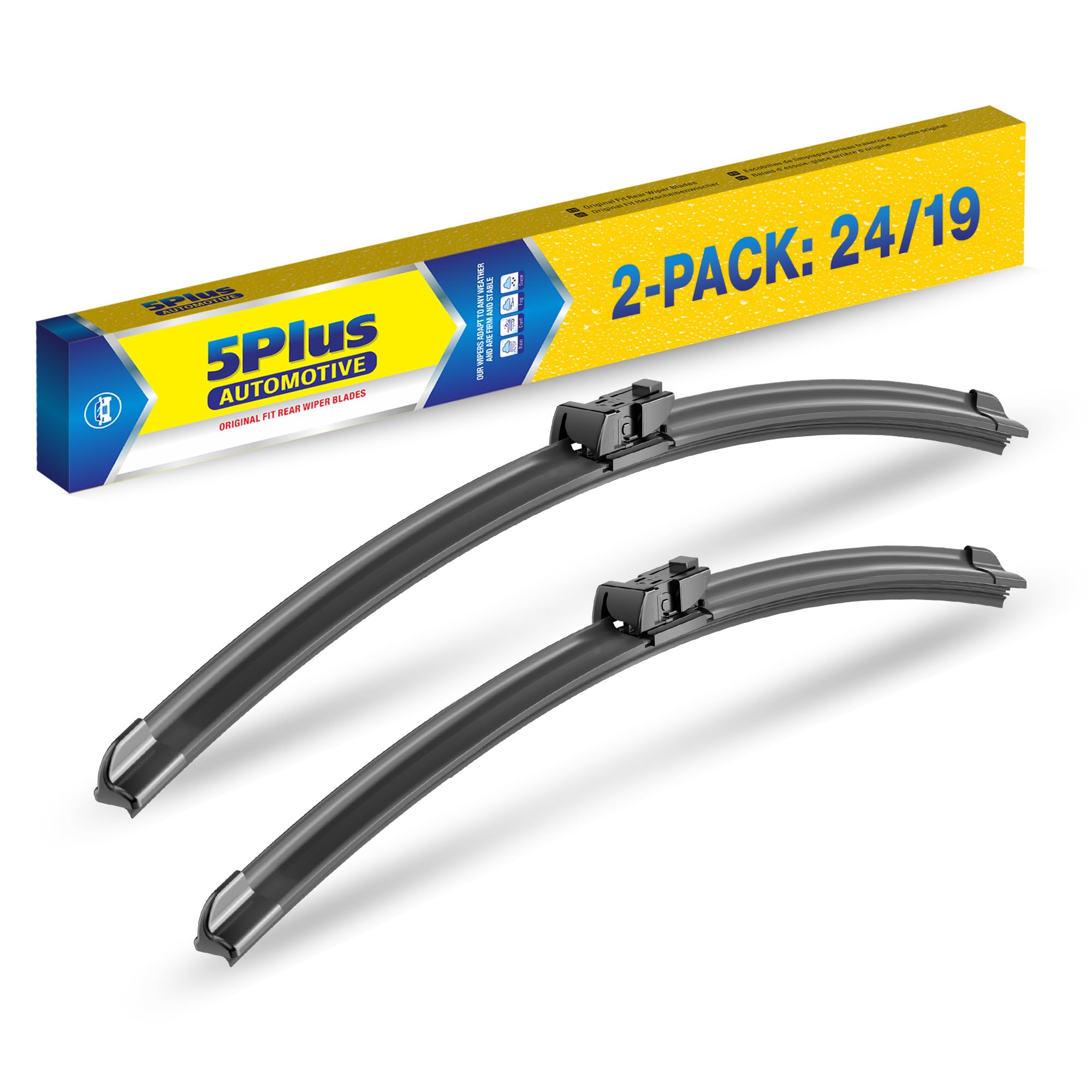 5 PLUS Custom-Fit Wipers For 2010-2007 VW Jetta Wiper Blades,24"+19"-2 PACK