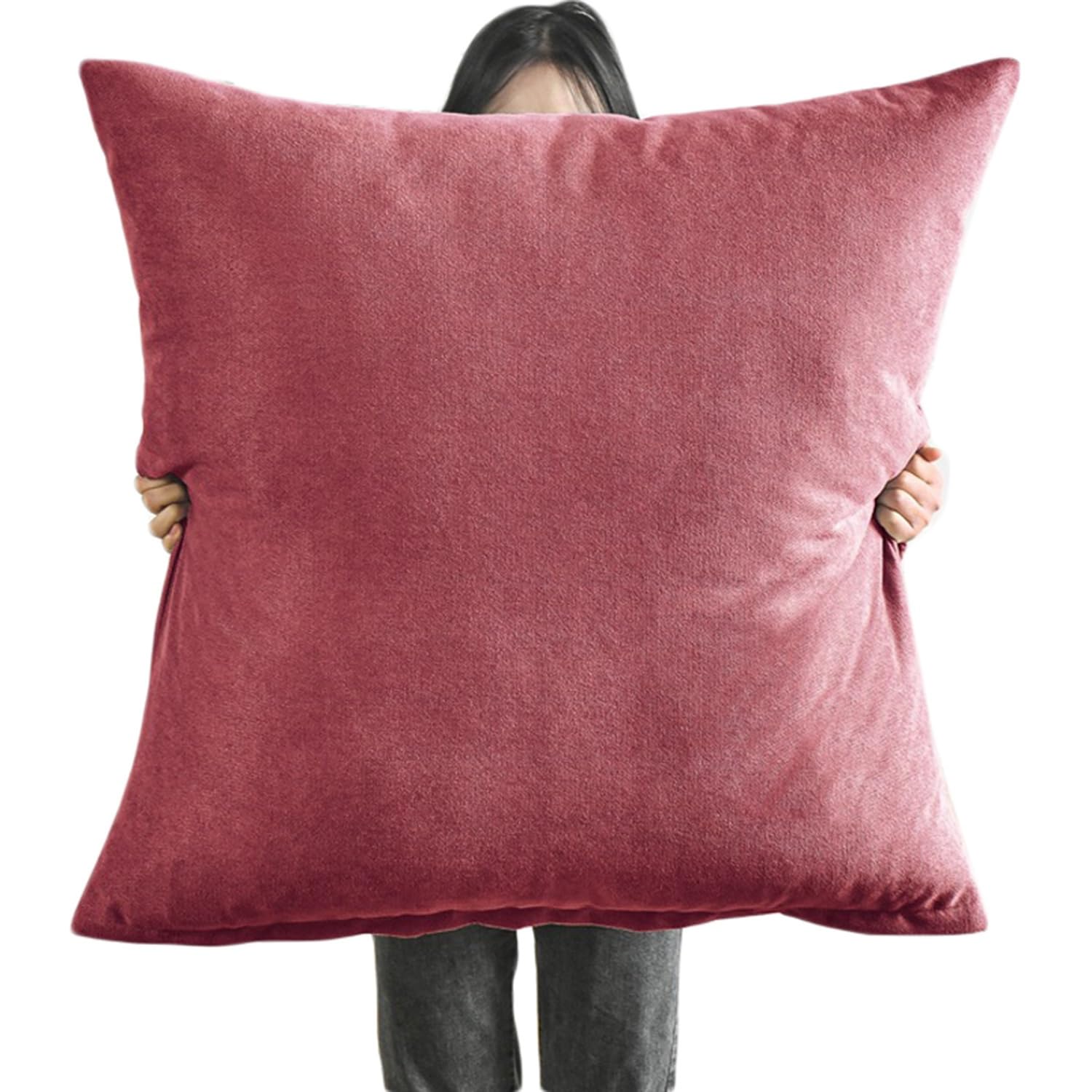 Aqigr Dark Red Cushion Covers Decorative Throw Pillow Cover 80X80 Cm 70X70 Cm Thick Fabric Square Pillow Cases Protectors 50X50 Cm 60X60 Cm For Couch Sofa Bed With Invisible Zipper(,80X80cm/32X32in)