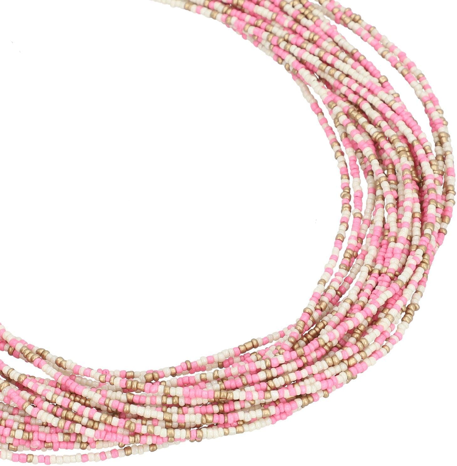 SHOP LC DELIVERING JOY Knotted Glass Seed Bead Beaded Goldtone Necklace for Women Jewelry Size 17" Boho Western Birthday Christmas Gifts