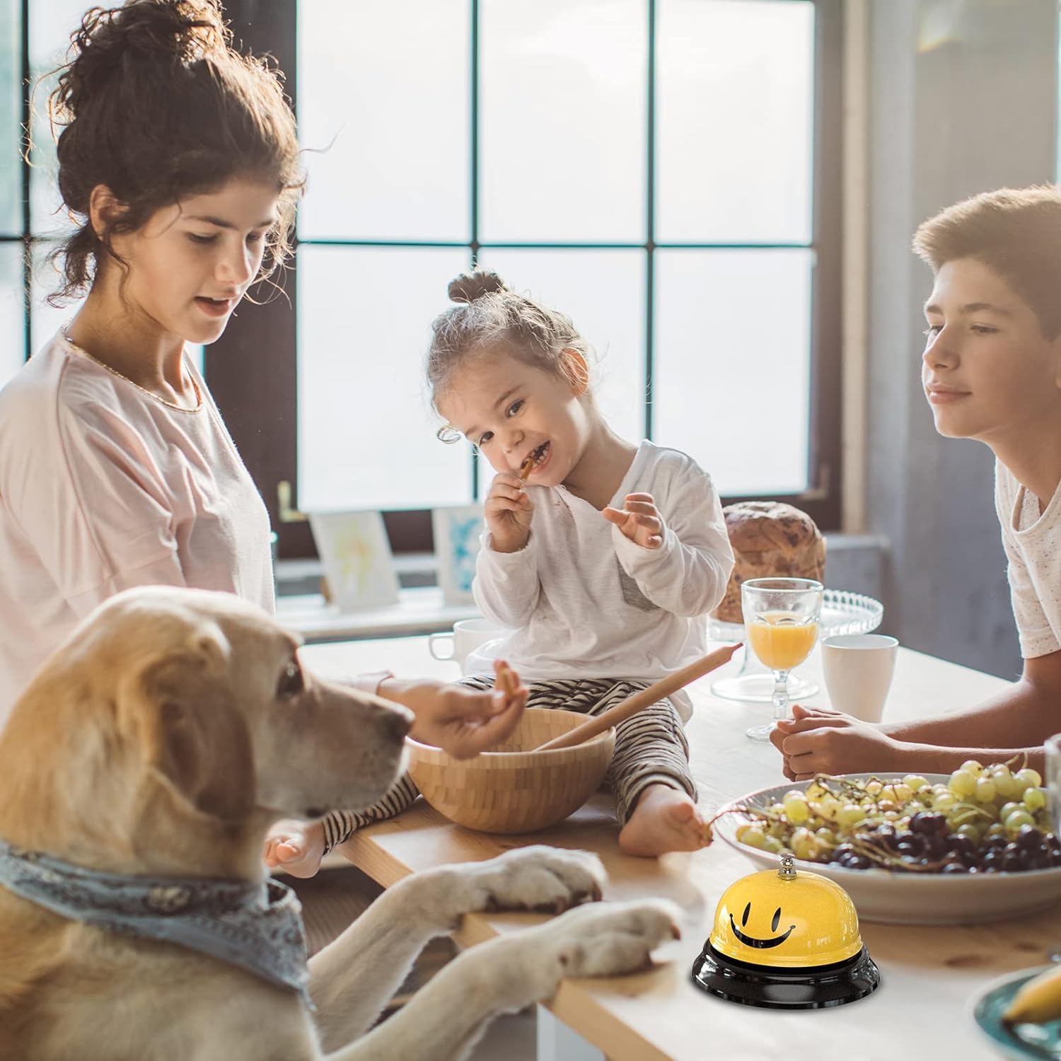 Dzxin Campanello da tavolo Call Bell, Campana di reception, Campanello di chiamata, Campanello di servizio con suono chiaro per cucina, ristorante, hotel e bar (giallo)