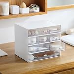 Desk Organizer with 6 Drawers, Makeup Organizer, Plastic Makeup Storage, Cosmetic Storage Organizer, Desk Storage Box, Bathroom Organization Boxes, Desktop Storage Box(White)