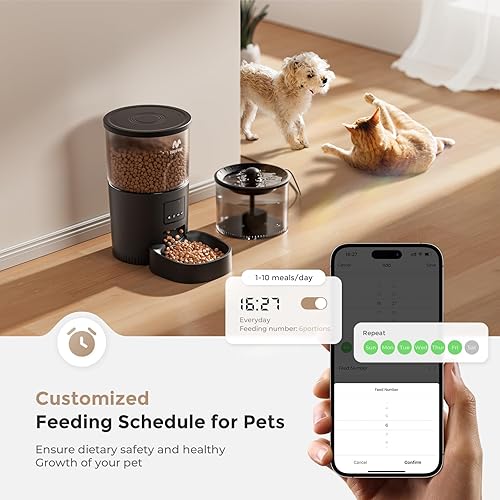 Miniatura 3 de IMIPAW Alimentador automático para gatos 5G WiFi y dispensador de agua, dispensador de alimentos secos programado control remoto por APP, porciones