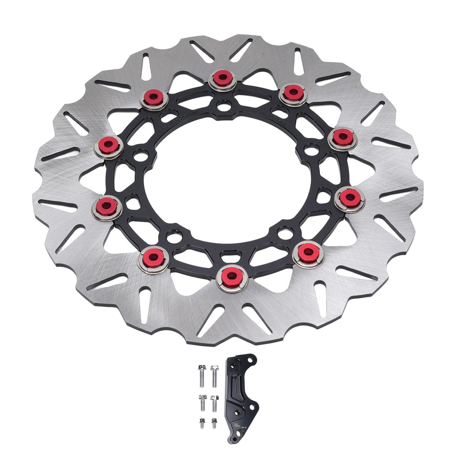 POENVFPO Rotore Disco Freno Ruota Anteriore da 300 Mm, Rotore Freno a Disco Anteriore in Acciaio Inossidabile con in Alluminio CNC, Design con Scanalatura Flottante, Dissipazione del Calore, per