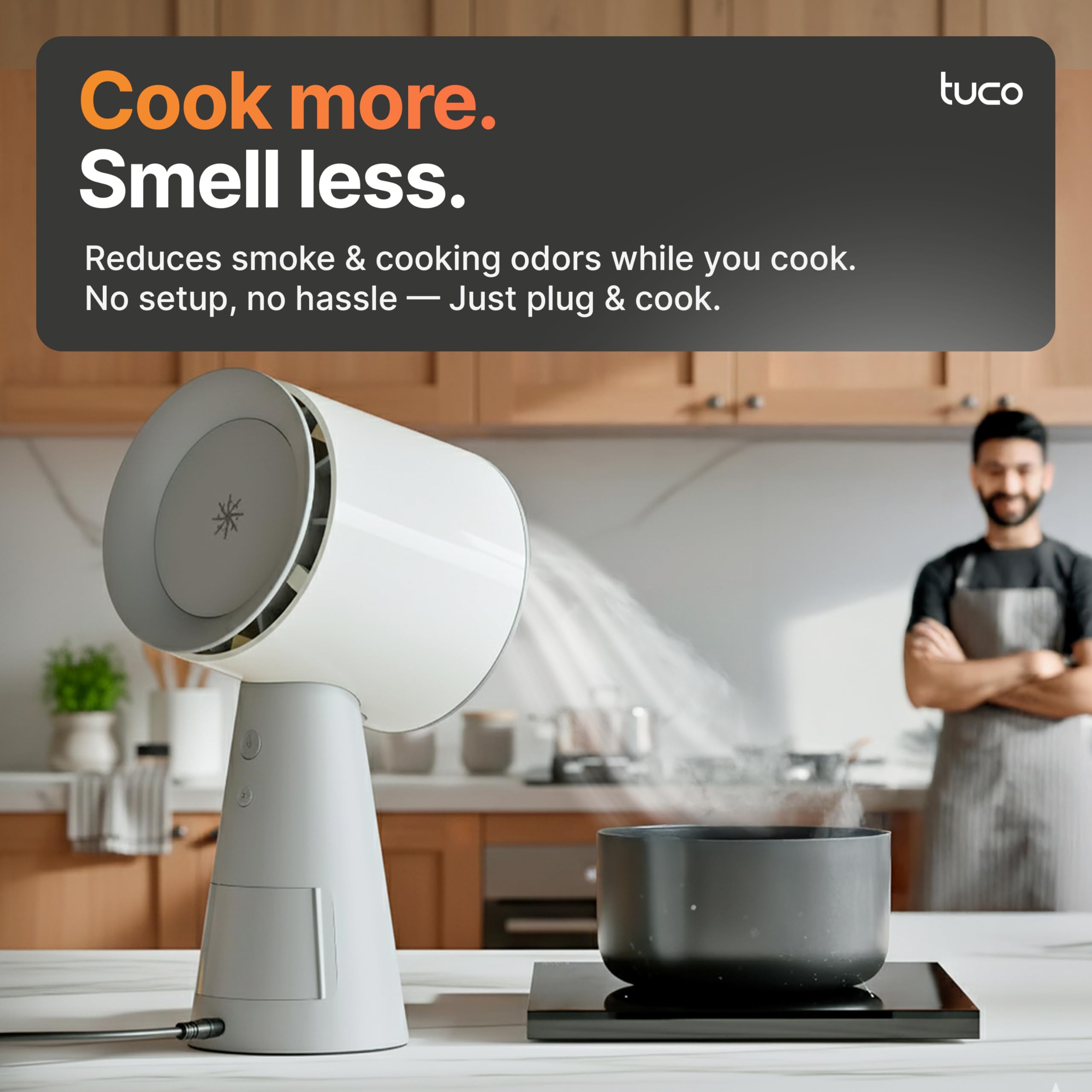 TUCO Cappa aspirante portatile estrattore cucina scrivania 3 velocità filtro alluminio rimovibile tazza di raccolta olio purificatore fumo per barbecue interno