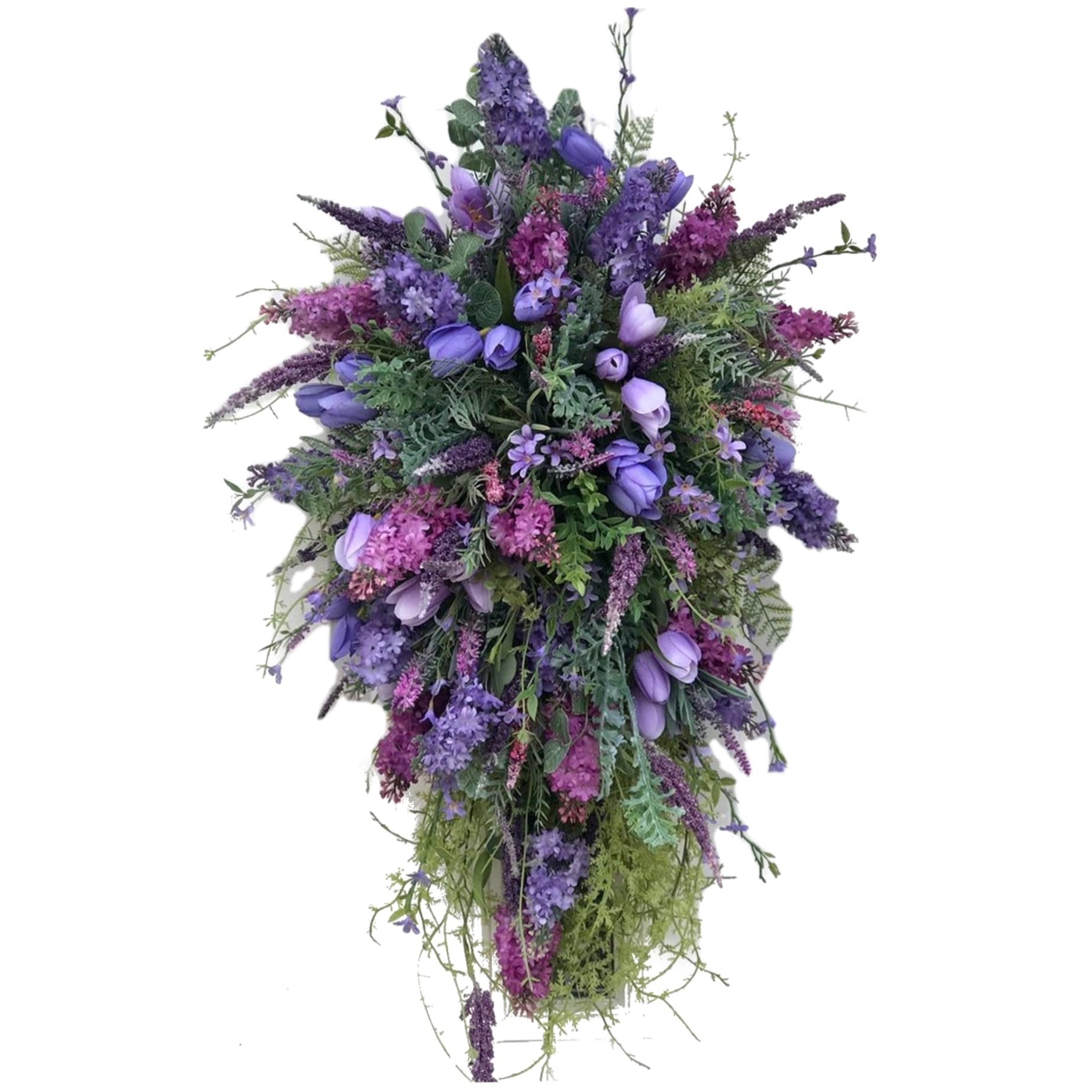 Azidweryq Purple Lavender Tulips Swag Wreaths 20X10 Inch Artificial Spring Wreath For Farmhouse Front Door Porch Window Wall Hanging Decor