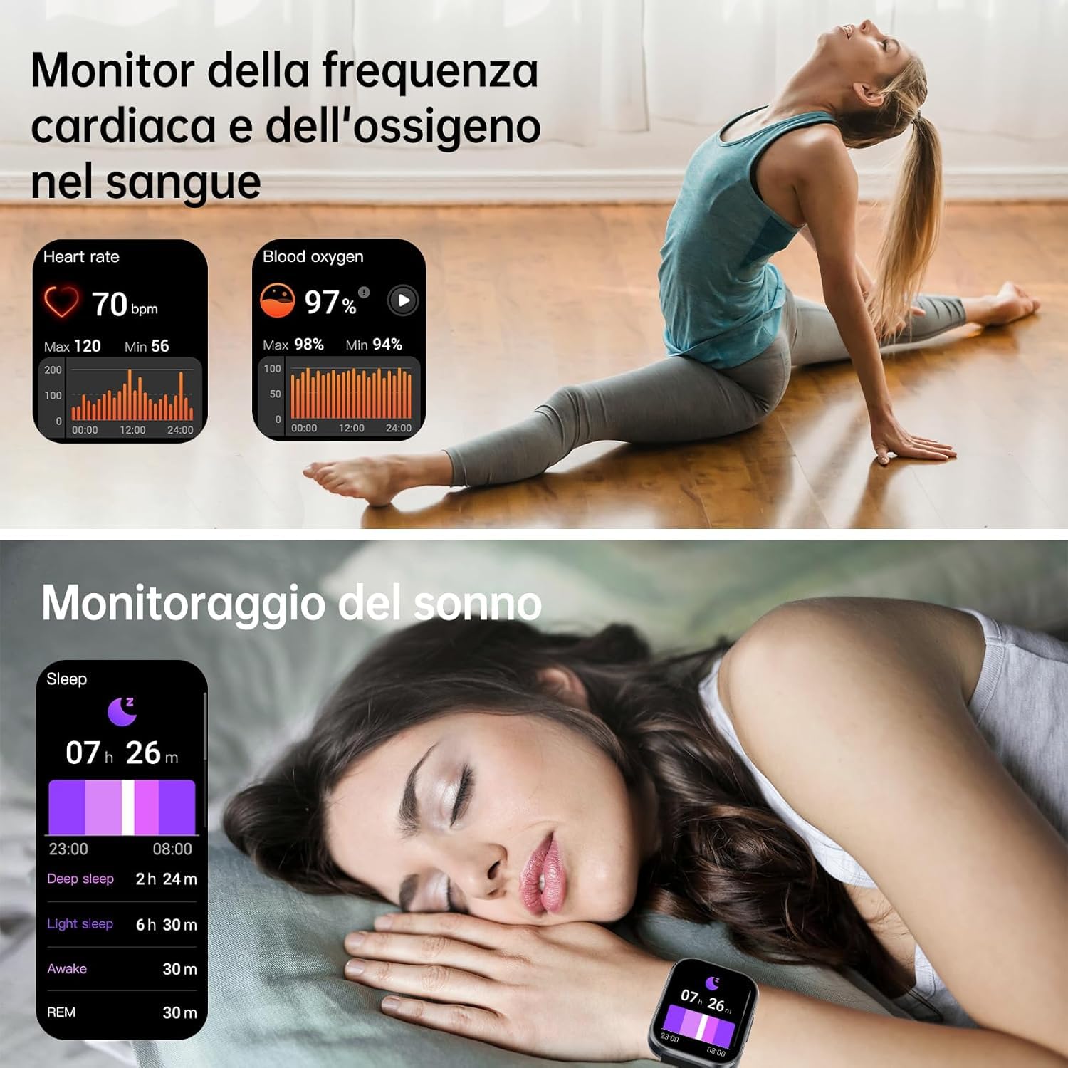 OBA OUKITEL BT103 Smartwatch unisex 1.91" 100+ Modalità Sport Contapassi/Sonno/Cardiofrequenzimetro, Fitness Tracker per iOS Android
