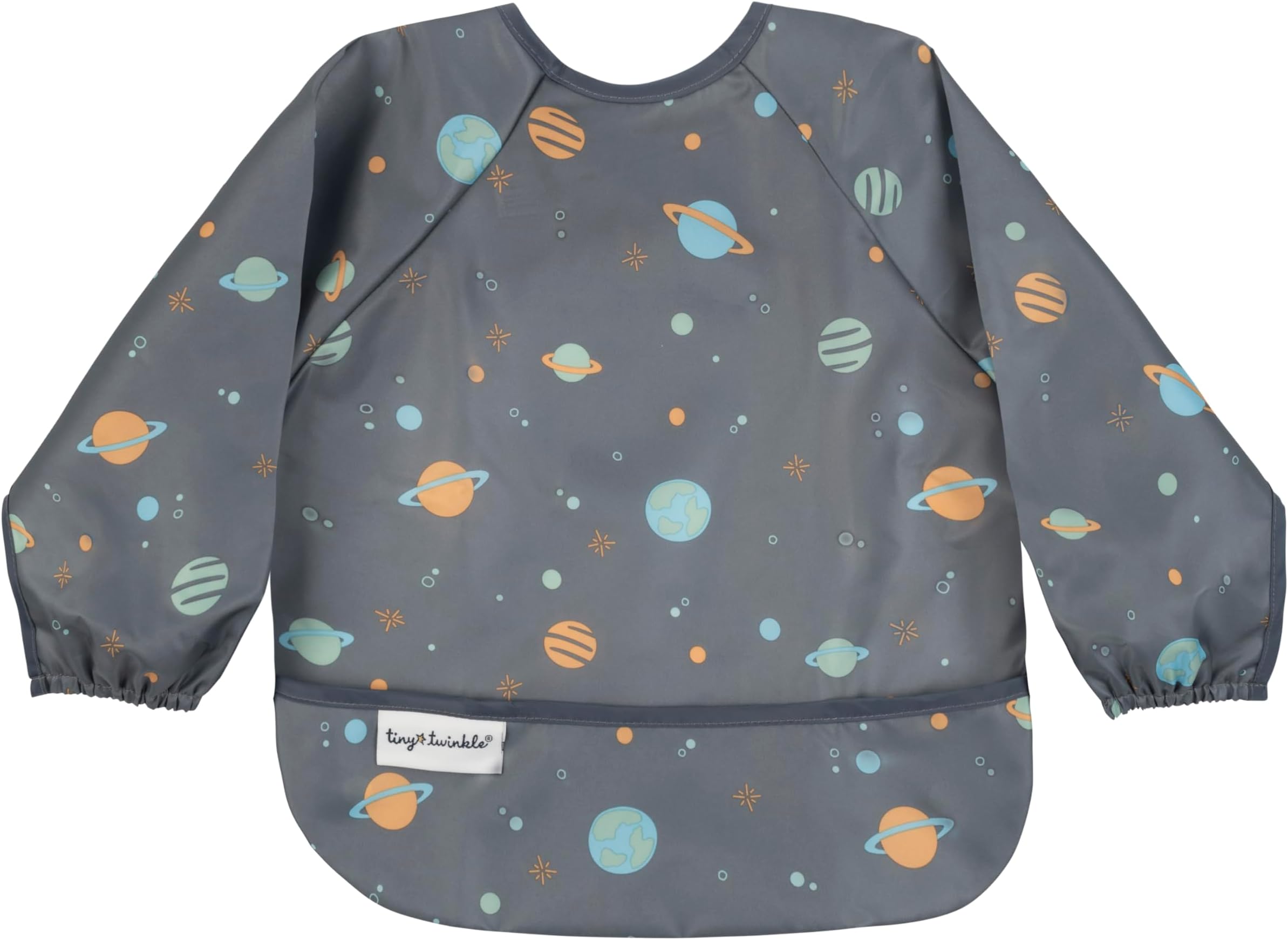 Long Sleeve Bib for Babies & Toddlers | Waterproof Smock Bib for Eating | Machine Washable & Mess-Proof Feeding Essentials | Newborn Shower Gift (Space, 6–24M)