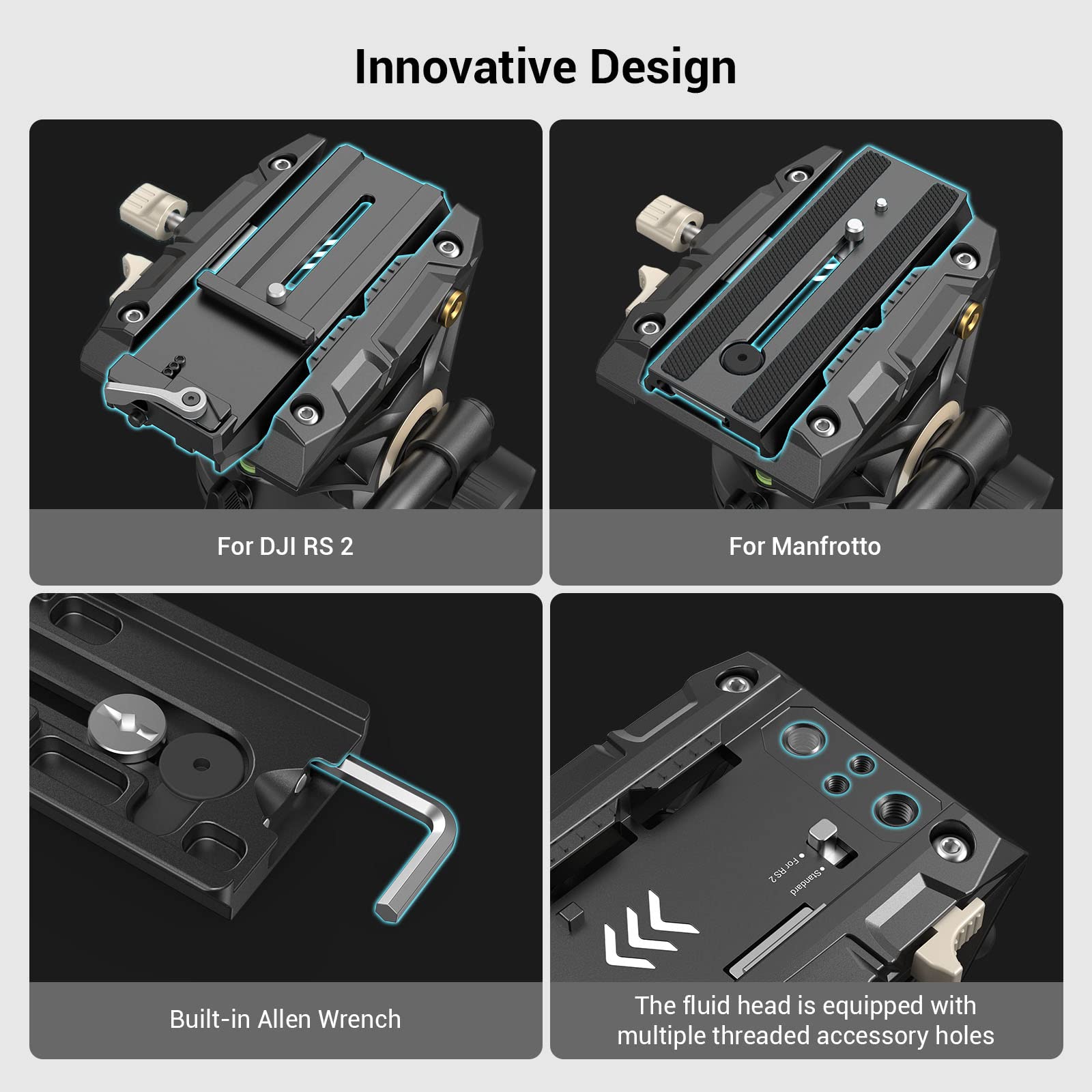 SMALLRIG Treppiede Video, Treppiede in lega di alluminio da 73"/186cm con testa fluida, Spargitore di livello e piastra di sgancio rapido, carico massimo 17,6 LB/8 kg per DSLR, Videocamera - 3751B