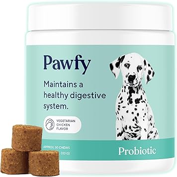 Pawfy Probiotics for Dogs | Supports Digestive Health, Diarrhea for Small, Large Dogs | Improves Gut Health | Anti Yeast Supplements | Skin Health Seasonal Allergies Support - 30 Chews Chicken
