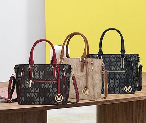 Miniatura 7 de MKF - Bolso bandolera de cuero sintético con asa superior para mujer espacioso bolso de mano con correa con dije M