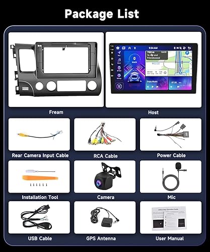 Miniatura 17 de Estéreo de coche 4G 128G para Honda Civic 2006 2007 2008 2009 2010 2011 Radio, 10.1 pulgadas Incell pantalla táctil inalámbrica Carplay Android Auto