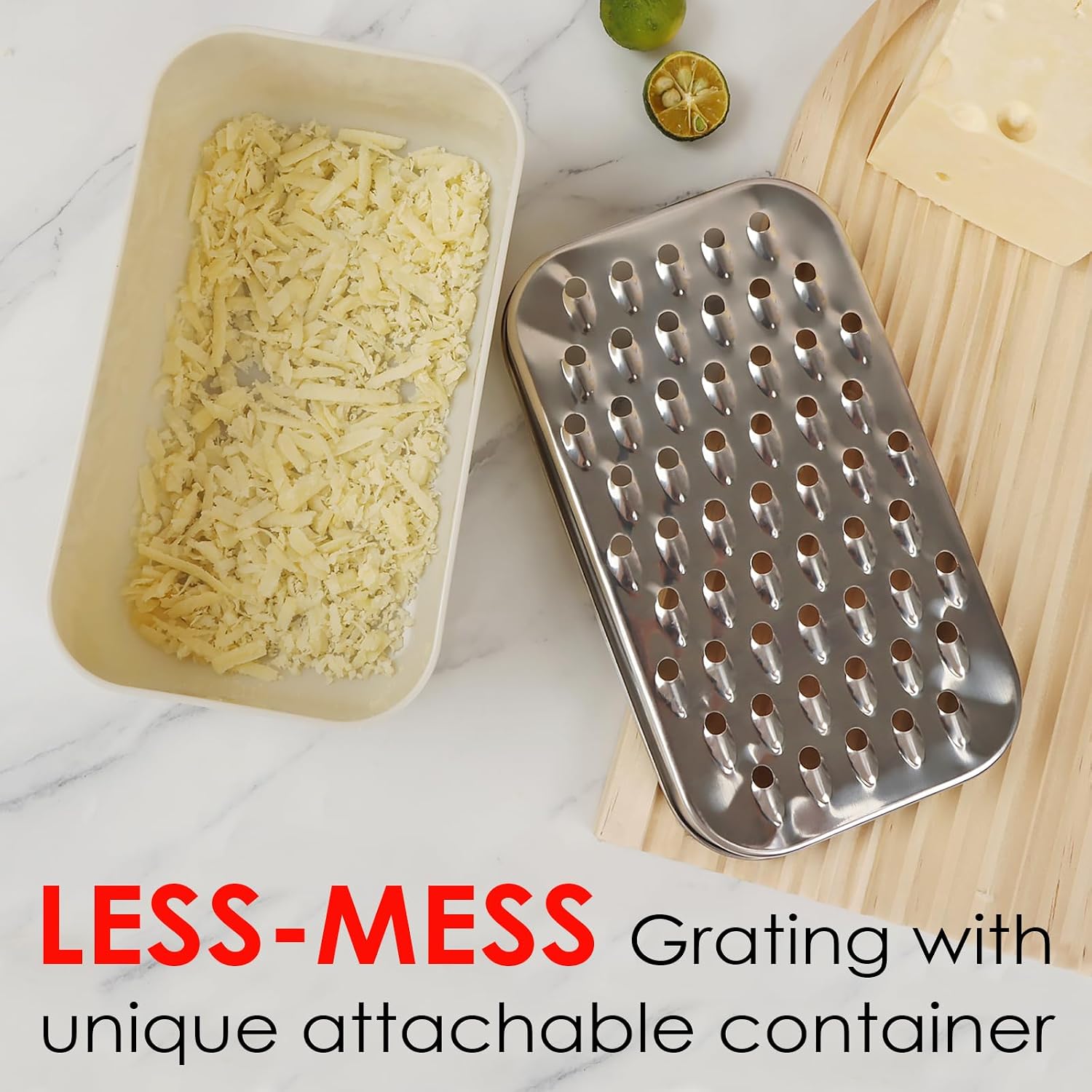 Cheese Grater Citrus Lemon Zester with Food Storage Container & Lid - Perfect For Hard Parmesan Or Soft Cheddar Cheeses, Ginger, Vegetables, Butter, Chocolate & Nutmeg, Cream