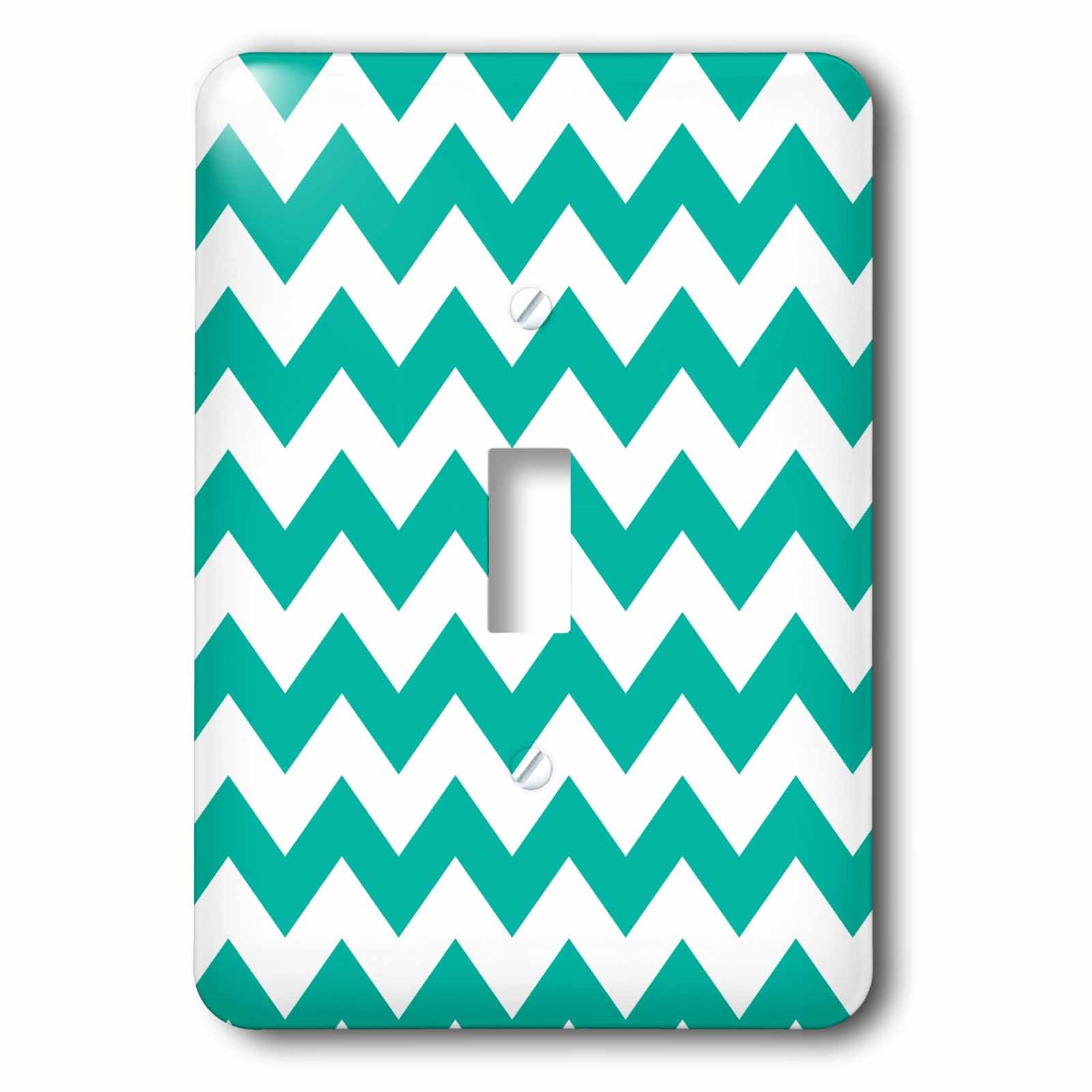 Interrupteur à bascule simple motif chevrons turquoise et blanc au design graphique
