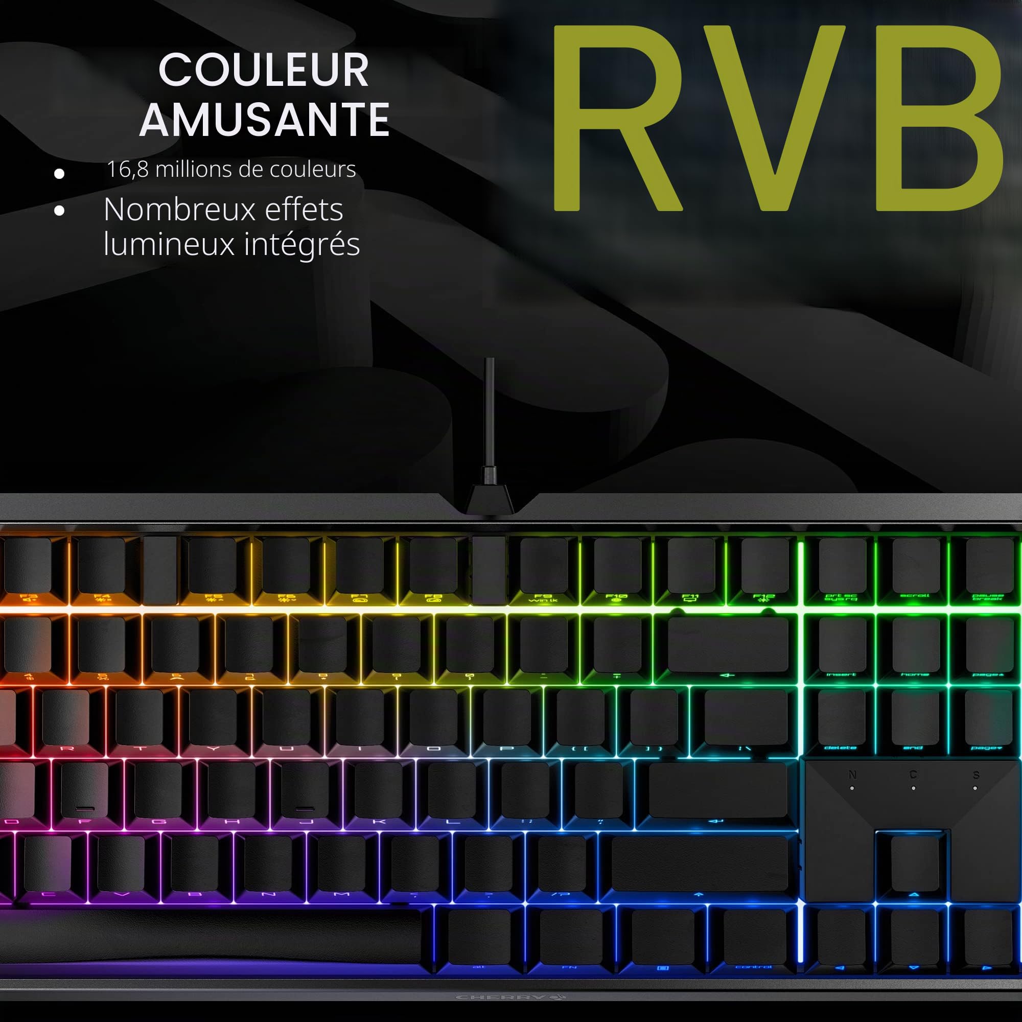CHERRY MX Board 3.0 S, Clavier de Jeu Mécanique Filaire, Disposition Allemande (QWERTZ), Boîtier en Aluminium, Éclairage RGB, MX Silent Red Switches, Noir